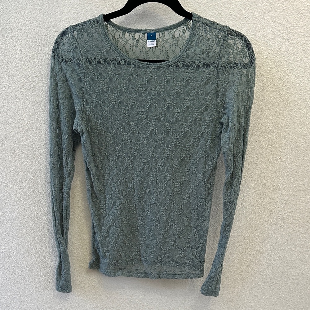 Old Navy Lace Long Sleeve Top - Green